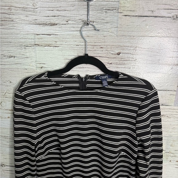 Chaps Black and White Striped Midi Dress size 6 bell sleeves - Picture 3 of 7